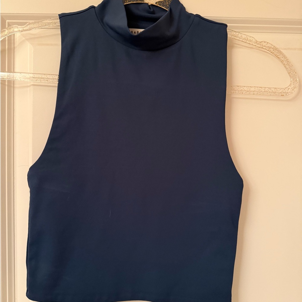 Babaton Navy Sleeveless Crop Top